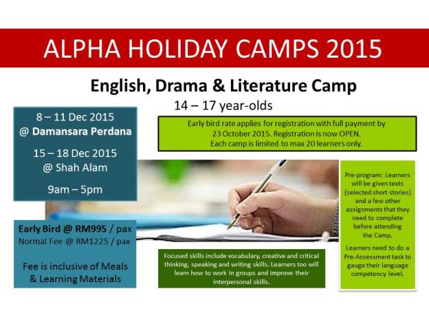2015 holiday camp eng drama lit fees DP SA Dec